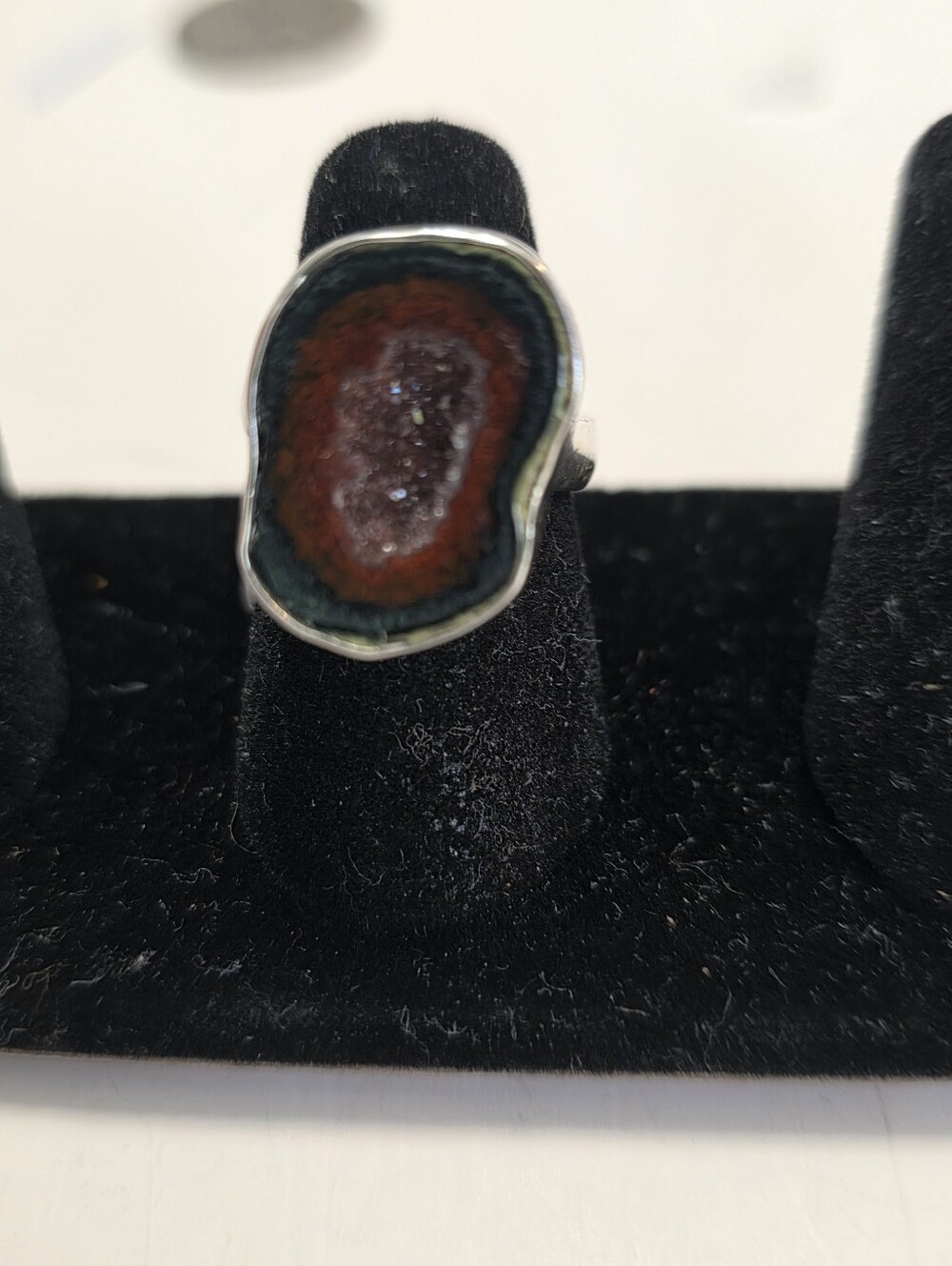 Sterling Silver Multicolor Occo Geode Ring - Brown & Green